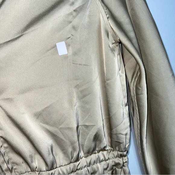 Thakoon gold romper long sleeve shorts satin metallic utility safari sz 10 snags - Picture 14 of 14
